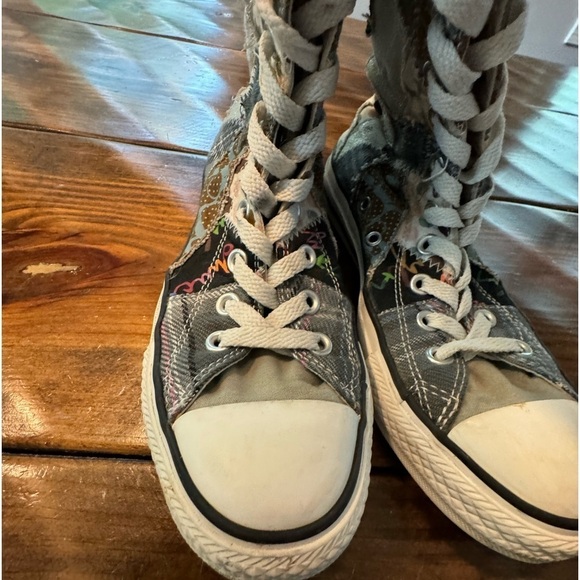 RARE Converse Knee High XXHI Patchwork sneaker Women's S6 UNIQUE & CUTE VINTAGE - Picture 12 of 16